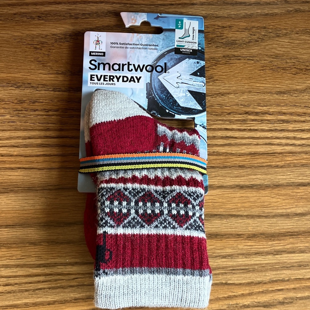 Smartwool Men's Red and Gray Geometric Socks